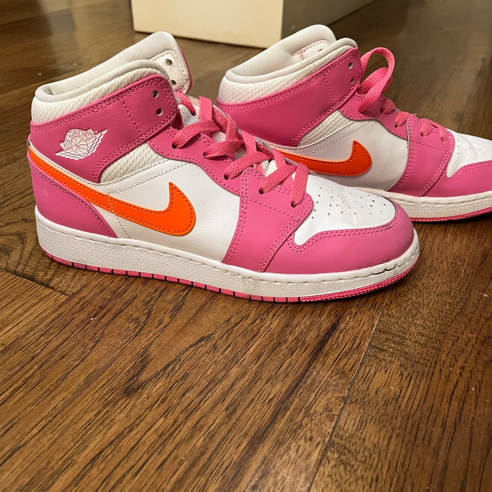 Nike Air Jordan Pink and Orange High Tops